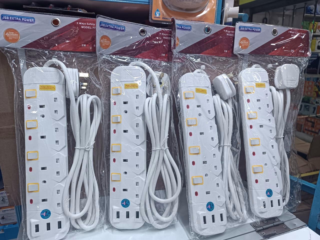 JSB 4 Way-3M Extension With Surge Protection & USB Ports